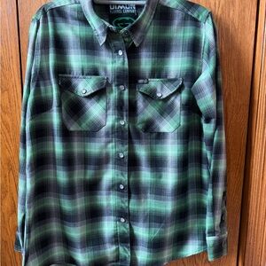 DIXXON Green and Black Plaid Flannel Shirt